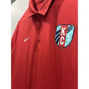 EUC Nike KC Current Men’s Red Polo Shirt Soccer NWSL Kansas City Dri Fit Large